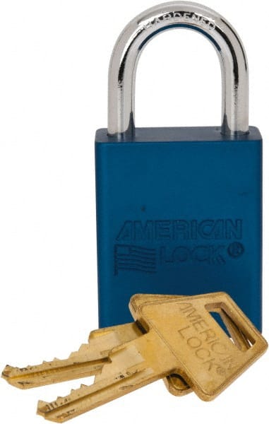 Lockout Padlock: Keyed Alike, Aluminum, 1.0000 High, Steel Shackle, Blue MPN:A1105KABLU-3768