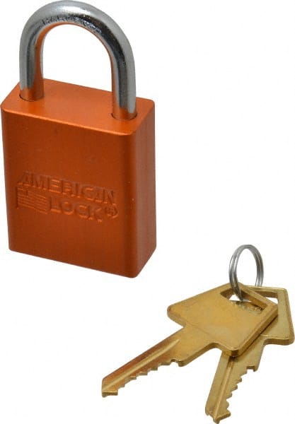 Lockout Padlock: Keyed Alike, Aluminum, 1.0000 High, Steel Shackle, Orange MPN:A1105KAORJ-3468