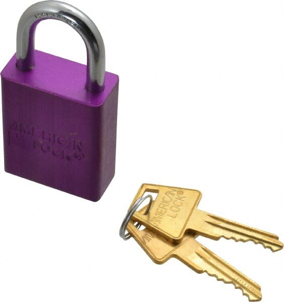 Lockout Padlock: Keyed Alike, Aluminum, 1.0000 High, Steel Shackle, Purple MPN:A1105KAPRP-2377