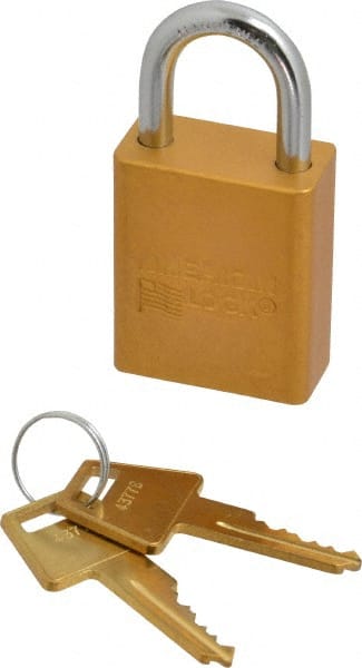 Lockout Padlock: Keyed Alike, Aluminum, 1.0000 High, Steel Shackle, Yellow MPN:A1105KAYLW-4377