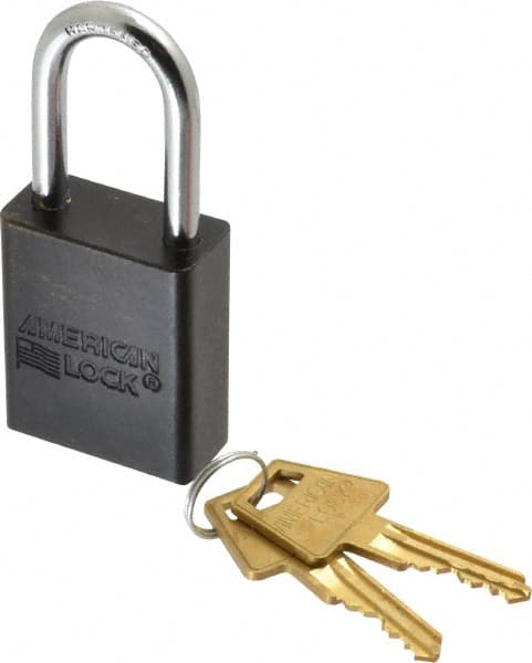 Lockout Padlock: Keyed Alike, Aluminum, Steel Shackle, Black MPN:A1106KABLK-3746