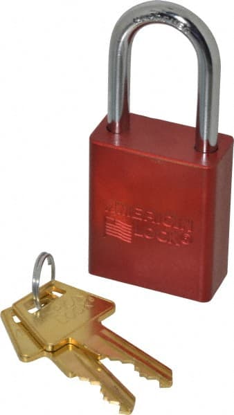 Lockout Padlock: Keyed Alike, Aluminum, Steel Shackle, Red MPN:A1106KARED-4854