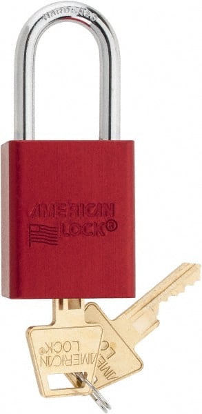 Lockout Padlock: Keyed Different, Aluminum, Steel Shackle, Red MPN:A1106RED