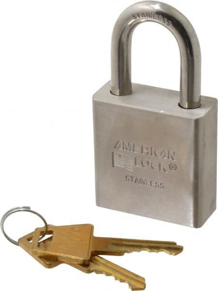 Padlock: Stainless Steel, Keyed Different, 1-3/4