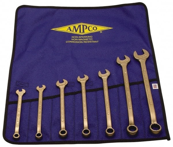 Combination Wrench Set: 7 Pc, 3/8 to 7/8