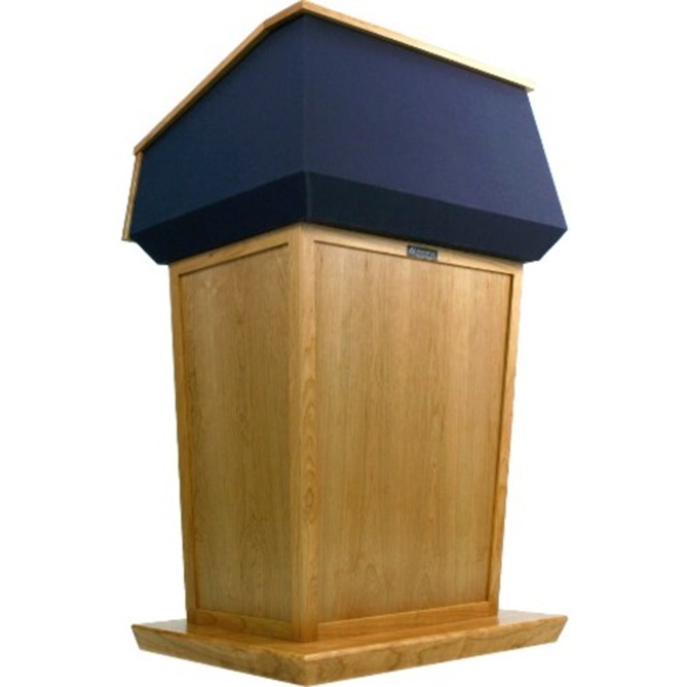 AmpliVox SN3045A - Patriot Plus Adjustable Height Lectern - Skirted Base - 64in Height x 31in Width x 23in Depth - Maple, Clear Lacquer - Hardwood Veneer, Solid Hardwood MPN:SN3045A-MP