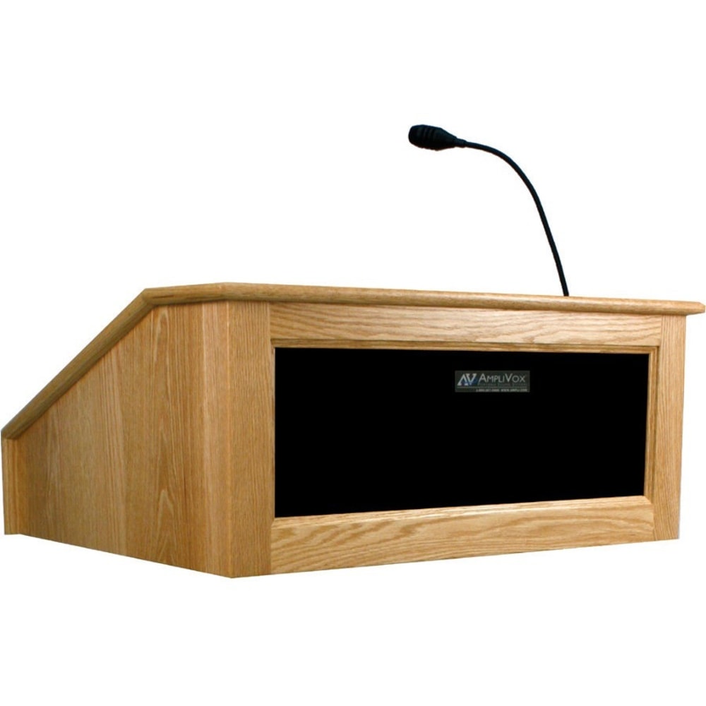 AmpliVox SW3025 - Wireless Victoria Tabletop Lectern with Sound - 12in Height x 26in Width x 22in Depth - Clear Lacquer, Maple - Solid Hardwood MPN:SW3025-MP