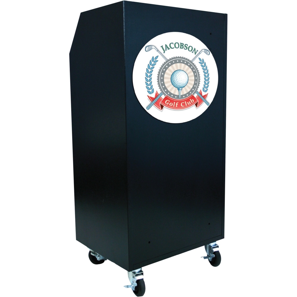 AmpliVox VS1050 - Portable Valet Podium - 50 Key Capacity - Brushed Rectangle Top - 1 Drawers x 24in Table Top Width x 17in Table Top Depth - 49in Height x 24in Width x 19in Depth - Textured, Powder Coated Black - Steel MPN:VS1050