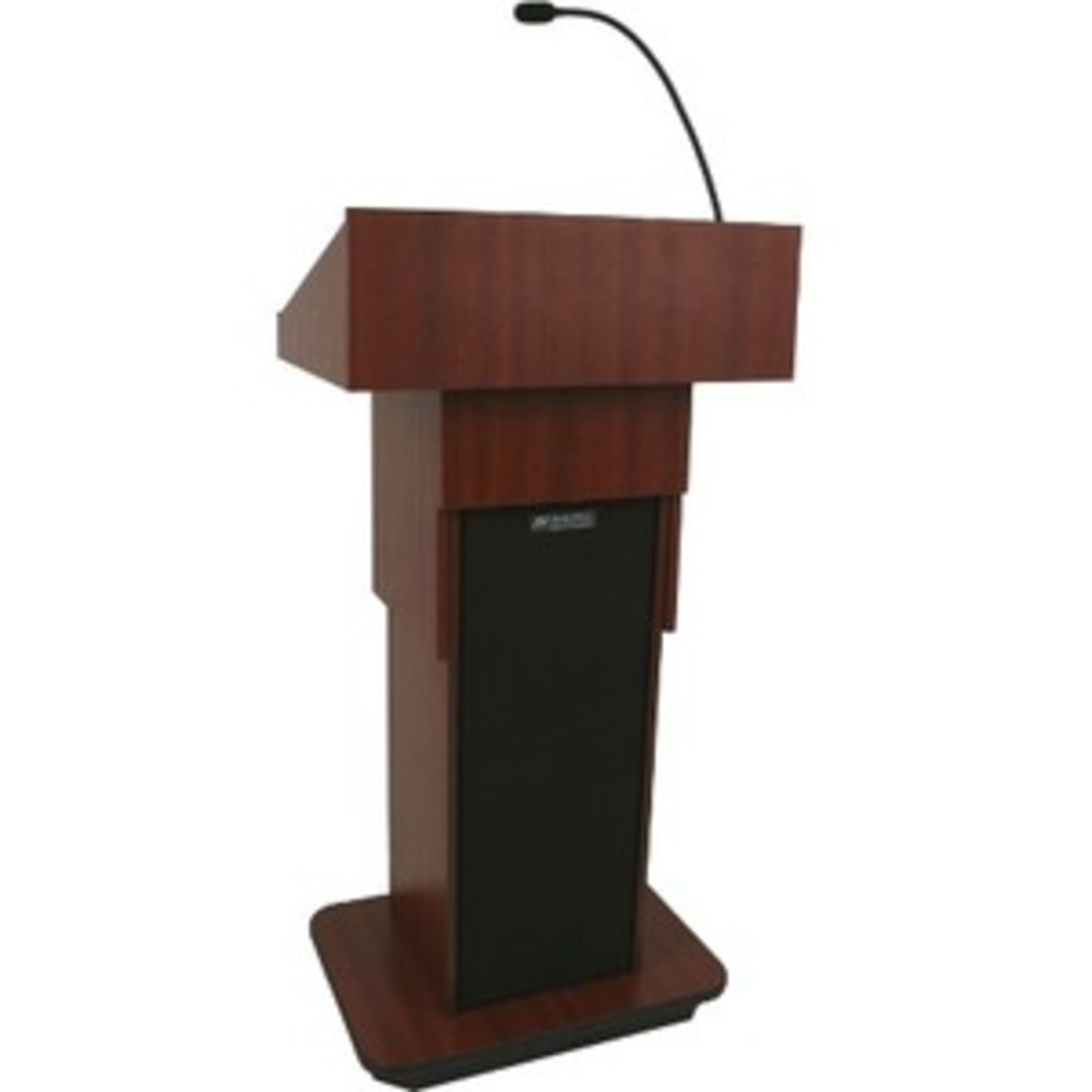 AmpliVox W505A - Executive Adjustable Column Non-sound Lectern - Sculpted Base - 22in Table Top Width x 17in Table Top Depth - 44in Height - Assembly Required - Melamine Laminate, Cherry - Wood MPN:W505A-CH