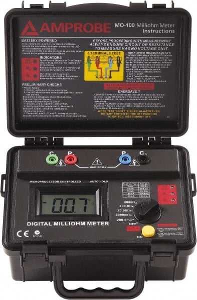 Digital LCD Display, 2,000 Megohm Electrical Insulation Resistance Tester & Megohmmeter MPN:MO-100