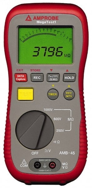 Digital LCD Display, 4,000 Megohm Electrical Insulation Resistance Tester & Megohmmeter MPN:AMB-45