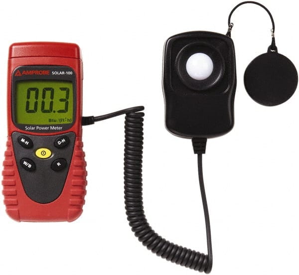 2,000 W/m2, 634BTU / (ft2xh), 9 Volt Battery, LCD Display Solar Power Meter MPN:SOLAR-100