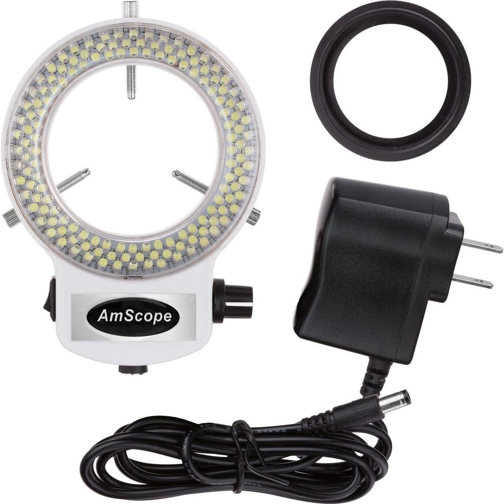 144 LED Intensity-adjustable Ring Light for Stereo Microscopes with White Housing MPN:LED-144W-ZK