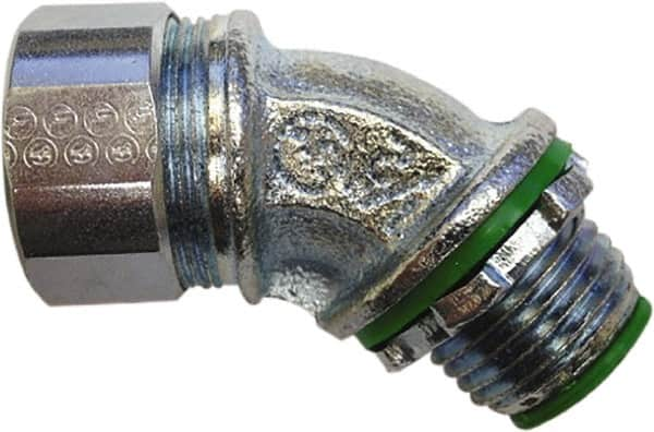 Conduit Connector: For Liquid-Tight, Zinc-Plated Steel, 1