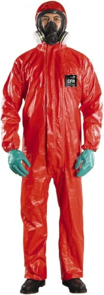 Disposable Coveralls: Chemical, Liquid & Flame, Size Large, 4.9500 oz, Polyester, Storm Flap w/Double Zipper Closure MPN:RD96-T92-111-04