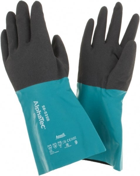 Series 58-535 Chemical Resistant Gloves:  13.00 Thick,  Nitrile,  Supported, MPN:58535B090