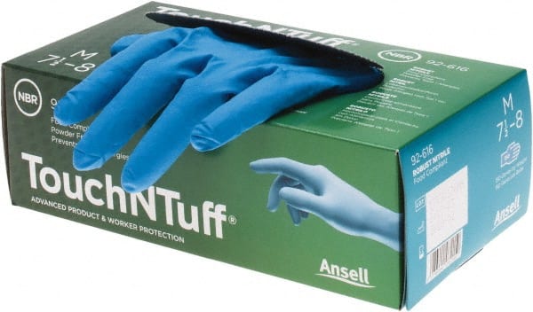 Series TouchNTuff Disposable Gloves: Size Medium, 3.1 mil, Uncoated-Coated Nitrile, Industrial Grade, Unpowdered MPN:92-616M