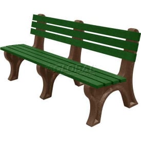 Polly Products Econo Mizer 6' Backed Bench Green Bench/Brown Frame ASM-EM6B-02-BN/GN