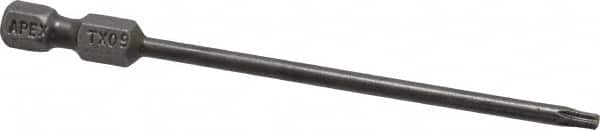 Power Screwdriver Bit: T9 Torx, 1/4