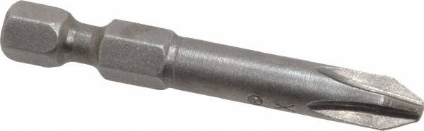 Power Screwdriver Bit: #2 Phillips, #2 Speciality Point Size, 1/4