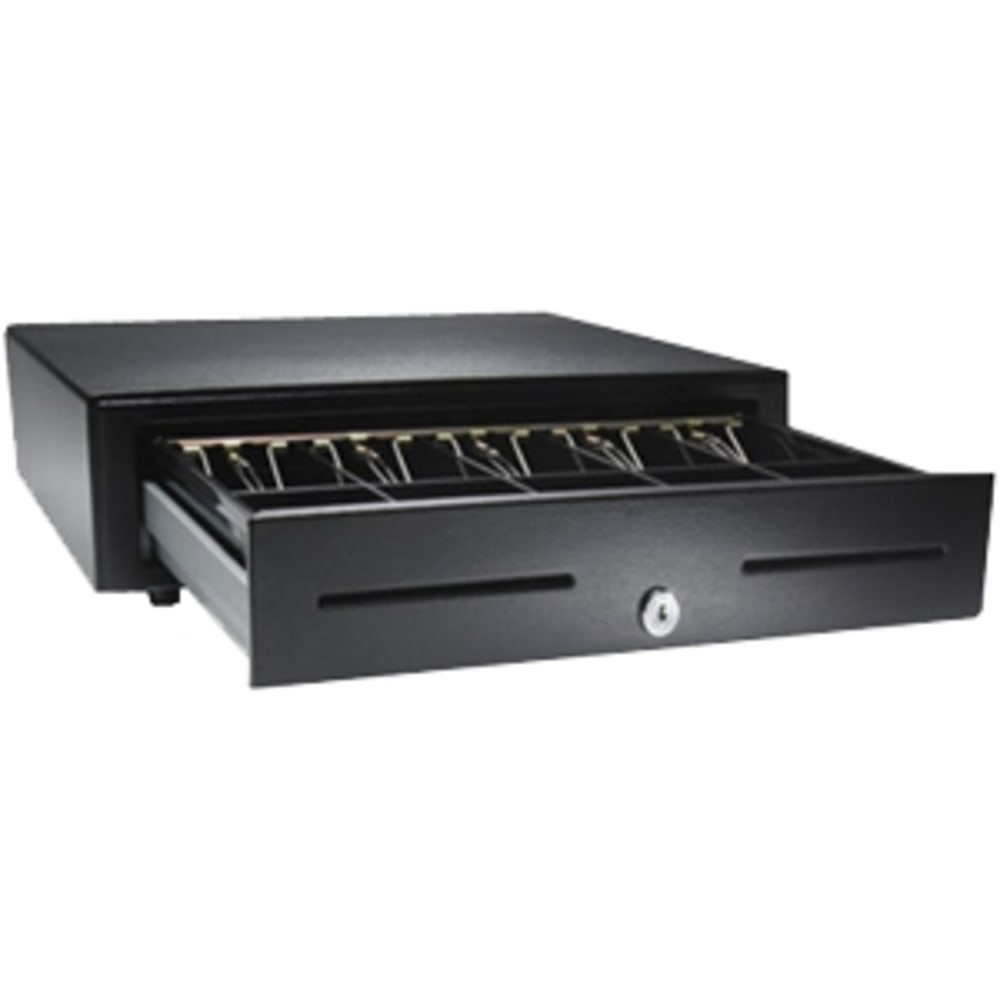 apg Genesis Cash Drawer - USD 5 Bill - 5 Coin - 2 Media Slot - Stainless Steel, Plastic - Black - 4.3in Height x 16.2in Width x 18.3in Depth MPN:VB320-BL1618