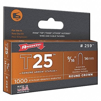 Staples T25 Round 1/4x9/16 PK1100 MPN:259