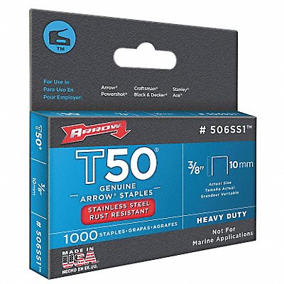 Staples T50 SS 3/8x3/8 In L PK1000 MPN:506SS1