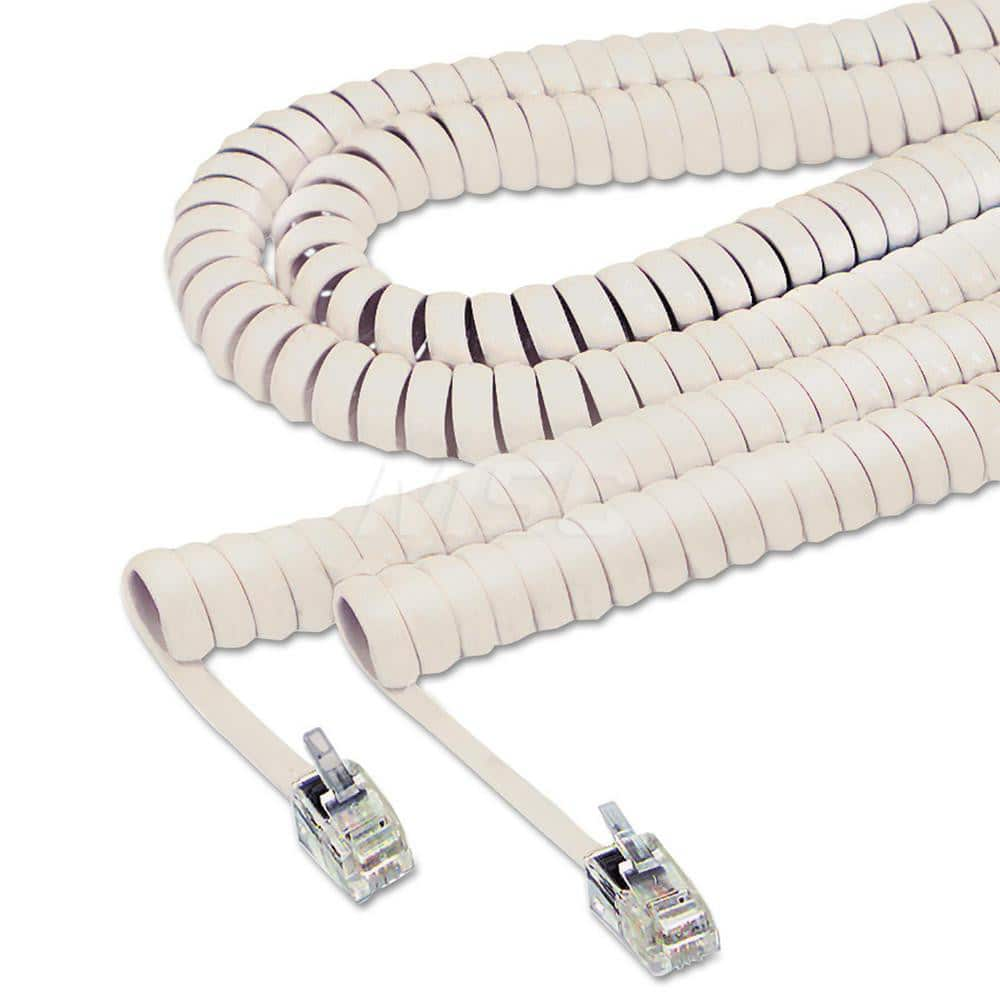 Coiled Phone Cord, Plug/plug, 25 Ft., Beige MPN:SOF42260