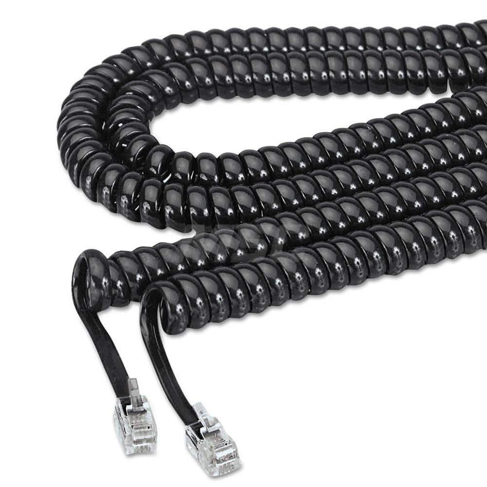 Coiled Phone Cord, Plug/plug, 25 Ft., Black MPN:SOF42261