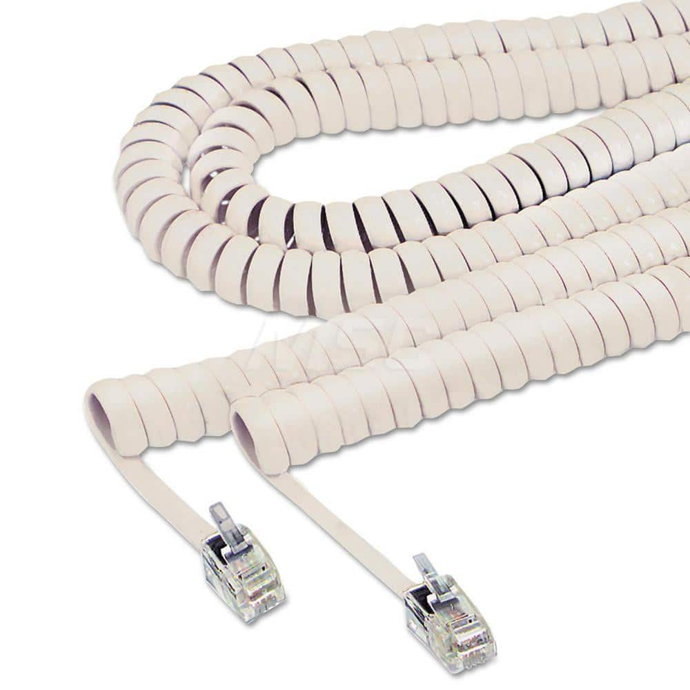 Coiled Phone Cord, Plug/plug, 12 Ft., Ivory MPN:SOF48100