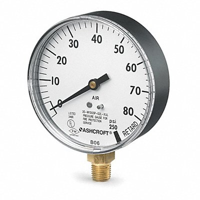 Pressure Gauge 0 to 80 psi 3-1/2In 1/4In MPN:35 1005P XUL 02L 80#