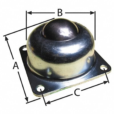 Ball Transfer Flange 1-1/2 Ball Dia. MPN:BT F 4H 1.5DIA 250 CS/CS