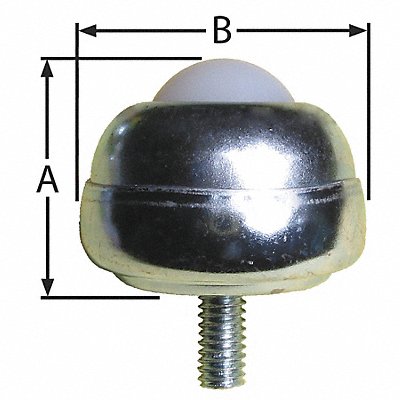 Ball Transfer Threaded Stud 1 Ball Dia. MPN:BT S 1/4-20 1DIA 35 NYL/CS