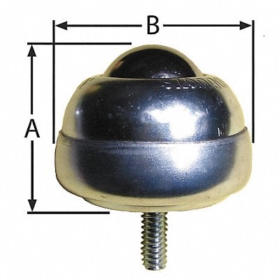 Ball Transfer Threaded Stud 1 Ball Dia. MPN:BT S 1/4-20 1DIA 75 SS/SS