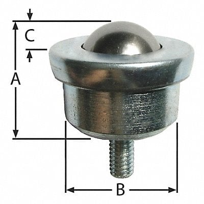 Ball Transfer Threaded Stud 5/8 Ball D MPN:BT S 1/4-20 .63DIA 33 CS/CS