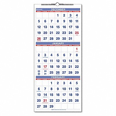 Wall Calendar 3 Month 12 x 27 In MPN:AAGPM1128