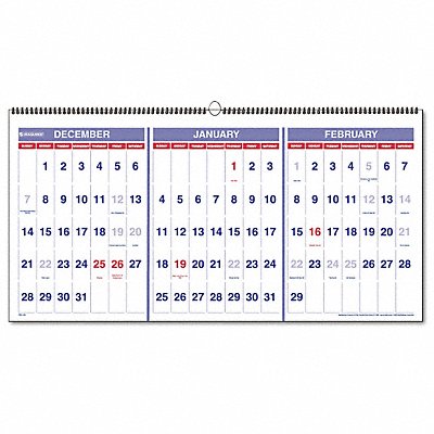 Wall Calendar 3 Month 23-1/2 x 12 In MPN:AAGPM1428