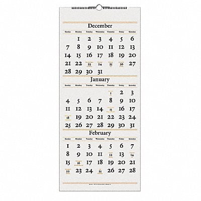 3-Month Ref. Wall Calendar 12-1/4x27 In. MPN:AAGSW11528