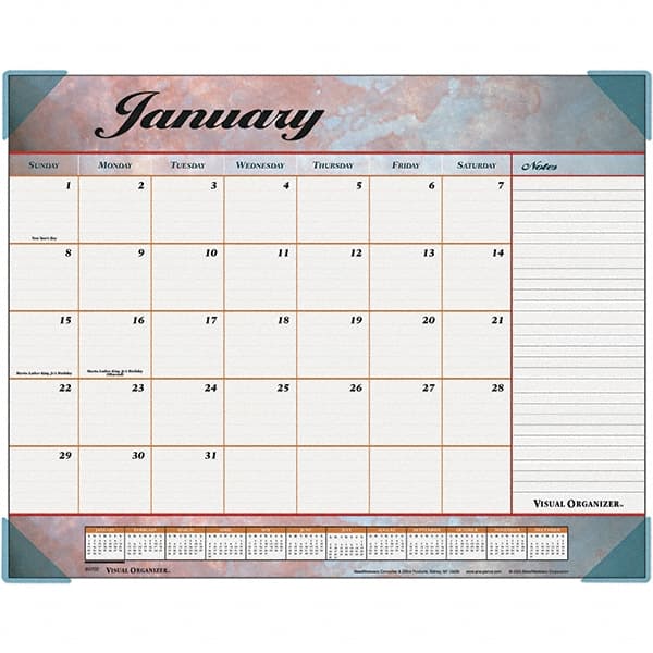 Monthly Desk Pad: 12 Sheets, Unruled, Burgundy Paper MPN:AAG89702