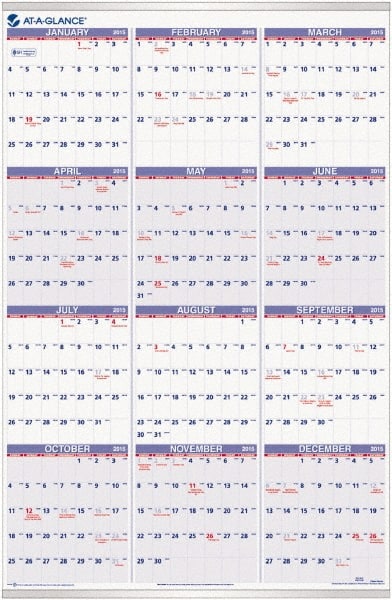 Wall Calendar: 1 Sheet, Unruled, White Paper MPN:AAGPM1228