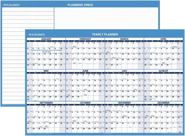 Erasable Wall Calendar: 1 Sheet, Unruled, White Paper MPN:AAGPM30028