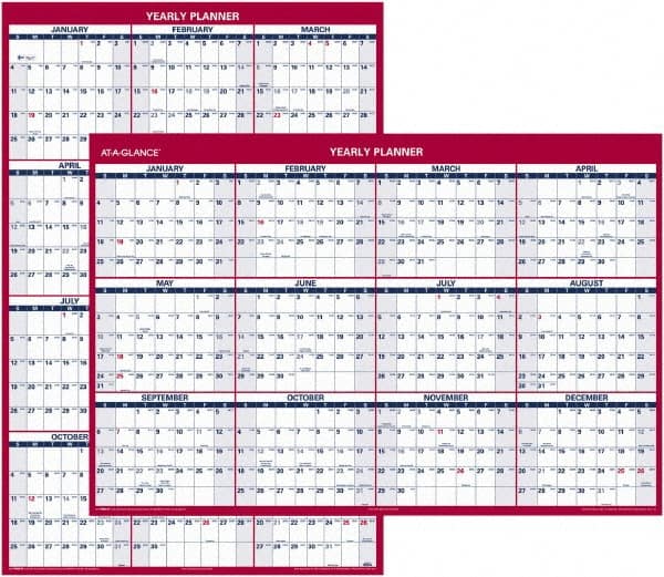 Erasable Yearly Wall Calendar: 1 Sheet, Unruled, White Paper MPN:AAGPM32628