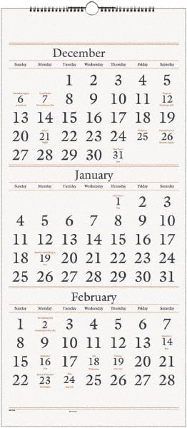 Wall Calendar: 7 Sheets, Unruled, White Paper MPN:AAGSW11528