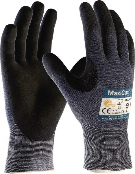 Cut, Puncture & Abrasive-Resistant Gloves: Size L, ANSI Cut A3, ANSI Puncture 2, Nitrile, Nylon & Spandex MPN:44-3745/L