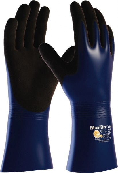 Chemical Resistant Gloves: X-Large, 1 mm & 39.37 mm Thick, Micro-Foam Nitrile-Coated, Supported MPN:56-530/XL