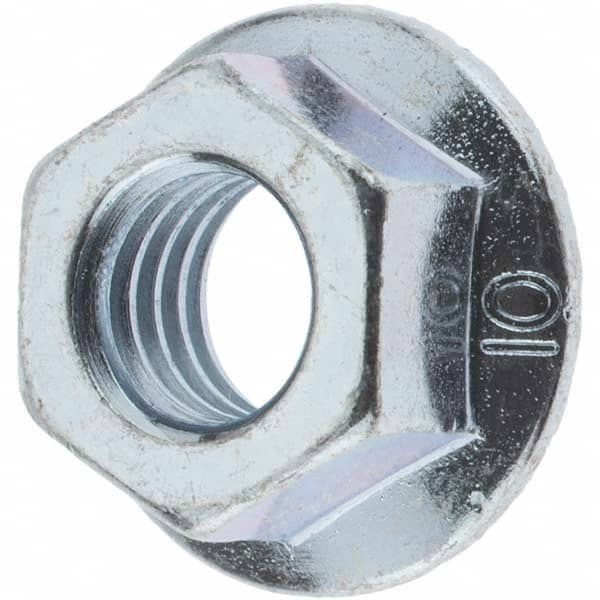 M8x1.25, 17mm Flange Diam, 12mm Across Flats, Serrated Flange Nut MPN:16830