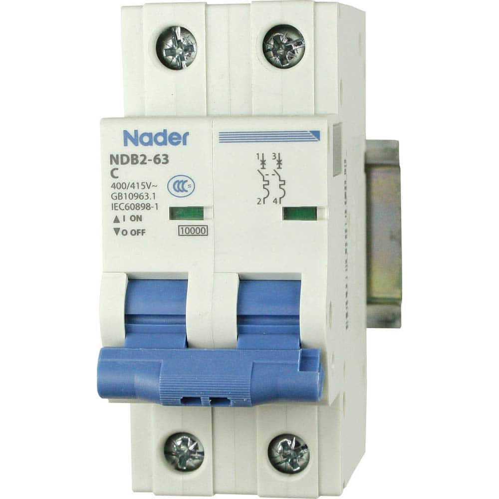 Circuit Breakers, Circuit Breaker Type: Miniature Circuit Breaker , Tripping Mechanism: Thermal-Magnetic , Terminal Connection Type: Screw  MPN:NDB2-63C10-2