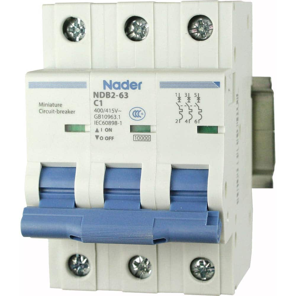 Circuit Breakers, Circuit Breaker Type: Miniature Circuit Breaker , Tripping Mechanism: Thermal-Magnetic , Terminal Connection Type: Screw  MPN:NDB2-63C2-3