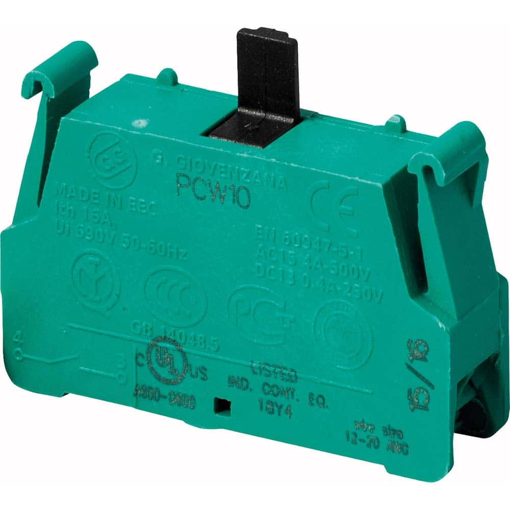 Pushbutton Switch Accessories, Switch Accessory Type: Contact Block , For Use With: Pendtant Stations , Color: Green , Operator Illumination: NonIlluminated  MPN:PCW10