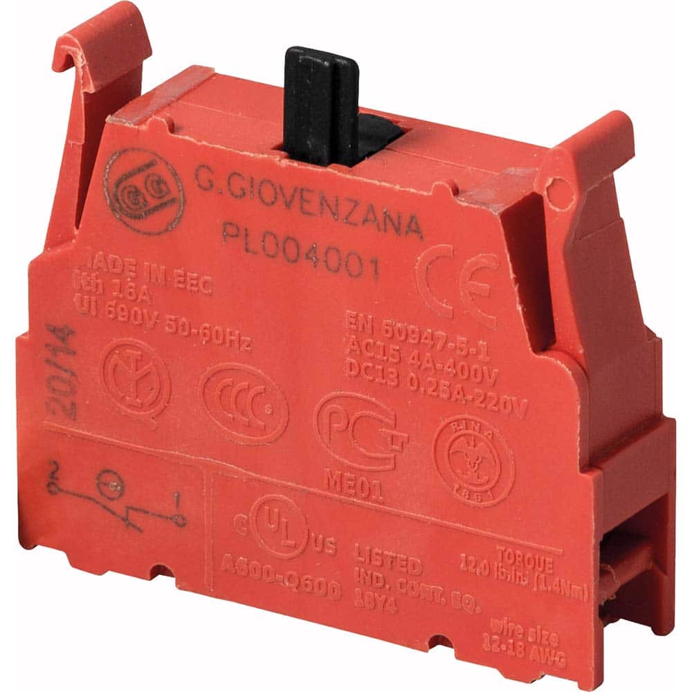 Pushbutton Switch Accessories, Switch Accessory Type: Contact Block , For Use With: Pendtant Stations , Color: Red , Operator Illumination: NonIlluminated  MPN:PL004001